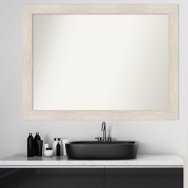 Gracie Oaks Hardwood Whitewash Wood Bathroom Vanity NonBeveled Wall Mirror Wayfair